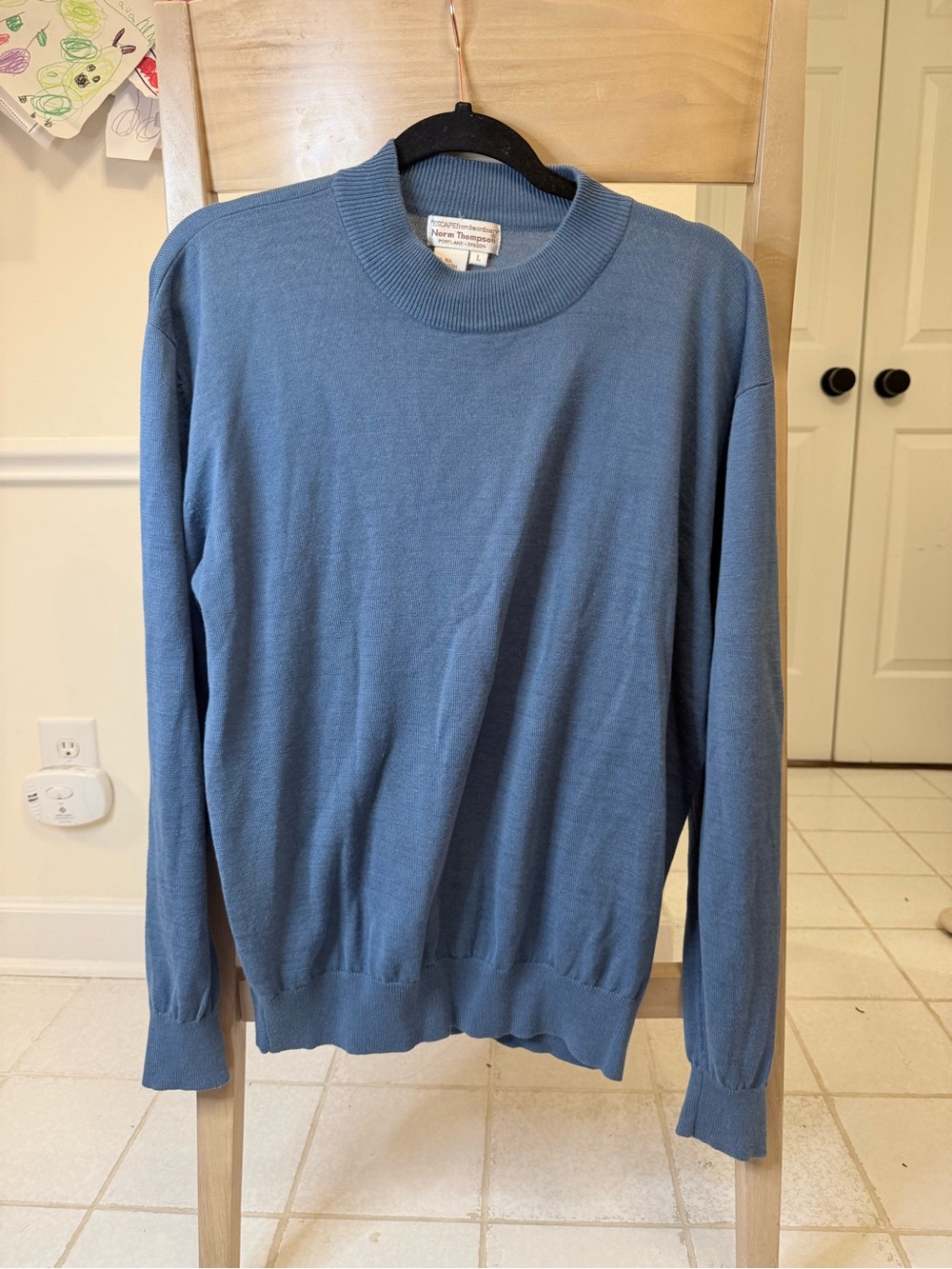 Norm Thompson Men's Slate Blue Crewneck Sweater silk cotton